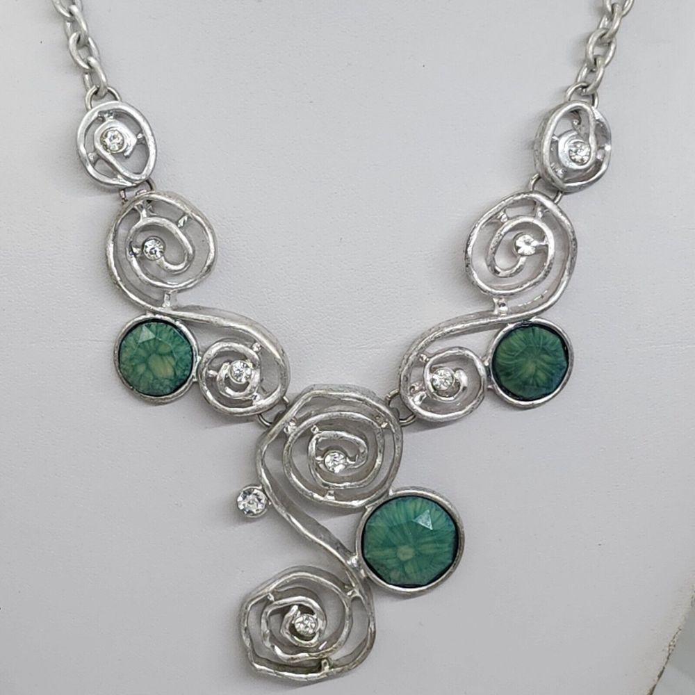 Matte‎ Silver Tone Rustic Swirl Necklace